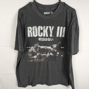 Rocky III Boxing Movie T-Shirt Size L Black Stallone Apollo Creed 80s Film Tee